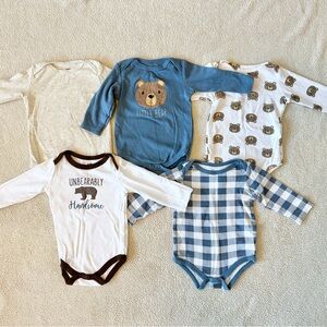 Hudson Baby Long-Sleeve Bear Onesies/Bodysuit, Size 6-9M